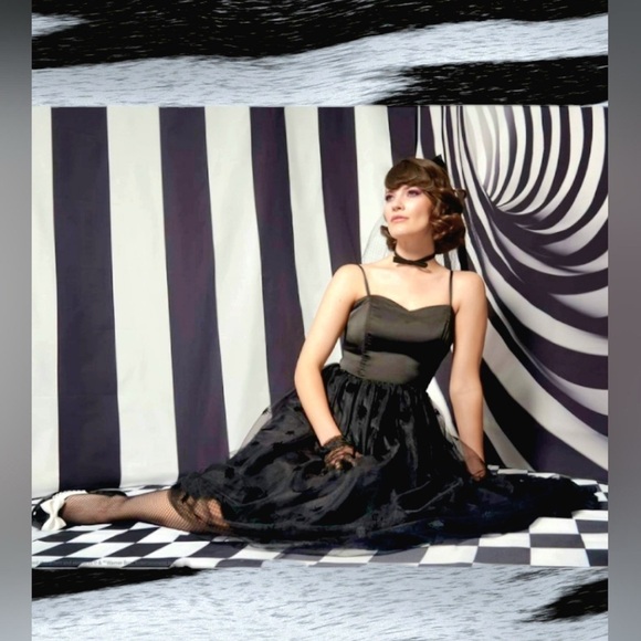 Beetlejuice x Unique Vintage Flocked Cockroach Swing Dress XL - Picture 2 of 6